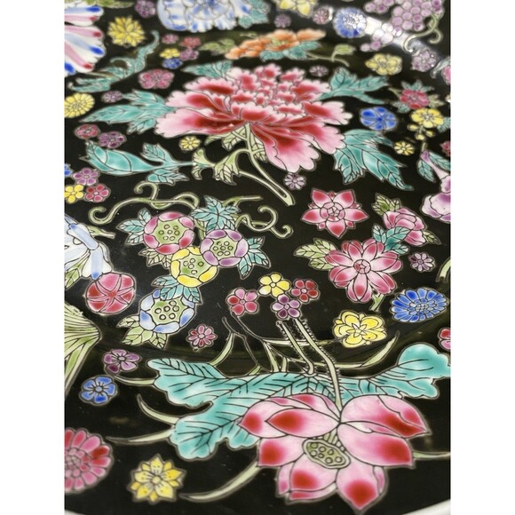 Chinese Dinner Plate Millie Fleur Hand painted Porcelain Enamel Vintage - Picture 9 of 9